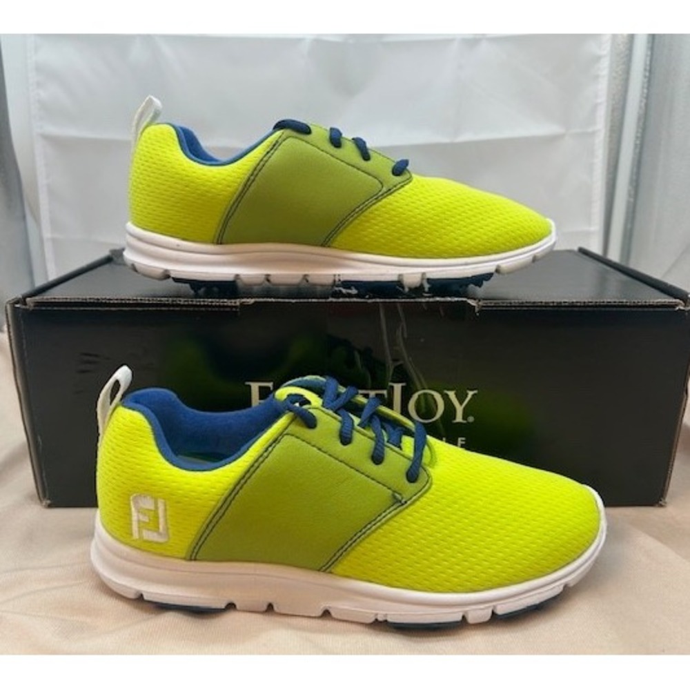 FootJoy Girls Junior Spikeless Golf Shoes Lime/Sapphire‎ NIB (48208) - Size 5M - Picture 2 of 13